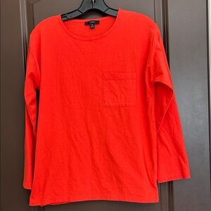 J.Crew Bright Orange Long Sleeve Pocket Tee XS | Like New